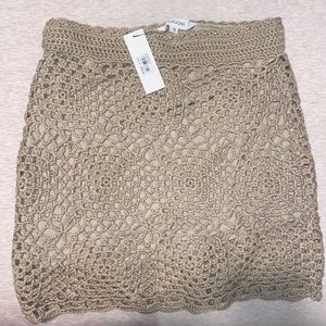 Tan crochet mini skirt size medium from Glassons.